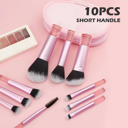 10‑Color Mini Makeup Brush Set – Travel‑Ready Palm Brushes for Daily Beauty