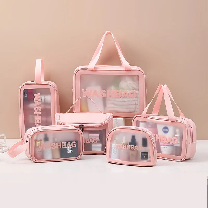 Portable Travel Wash Bag – Transparent Waterproof Makeup & Toiletry Organizer
