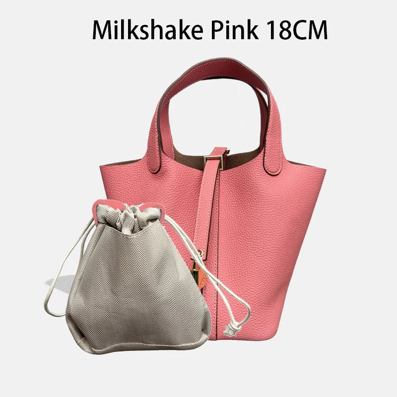 MENDY Genuine Leather Bucket Bag for Women