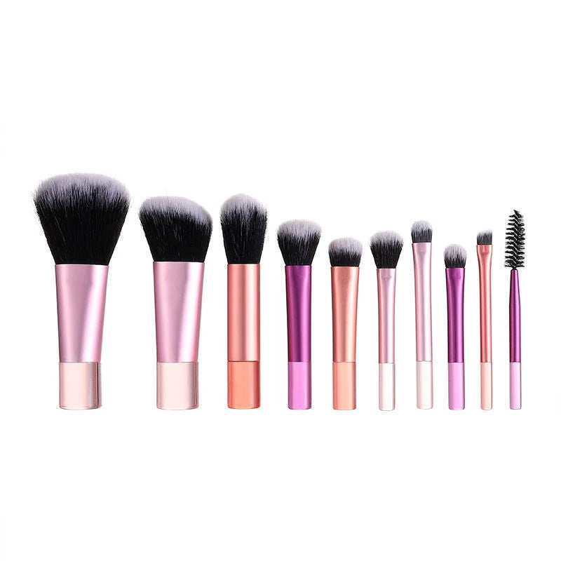 10‑Color Mini Makeup Brush Set – Travel‑Ready Palm Brushes for Daily Beauty