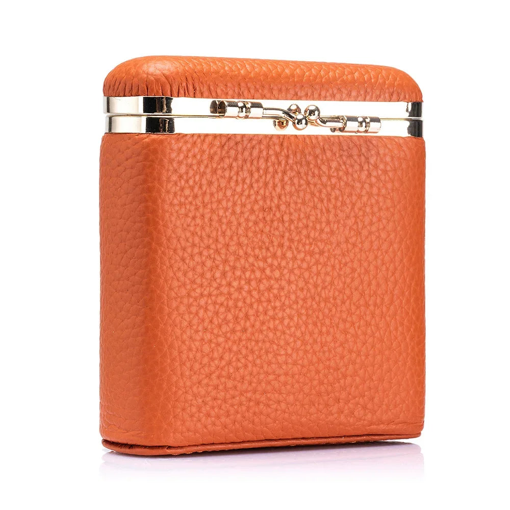 Mini Leather Makeup Case with Built‑In Mirror – Portable Lipstick & Cosmetic Storage
