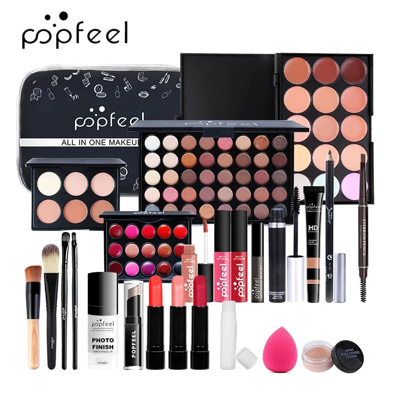 Complete All-in-One Makeup Kit - Full Beauty Set with Eyeshadow, Lipstick & Brushes