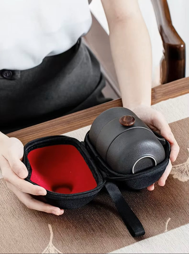 Japanese‑Style Ceramic Teapot Lid Bowl Teacup – Handmade Travel Tea Set