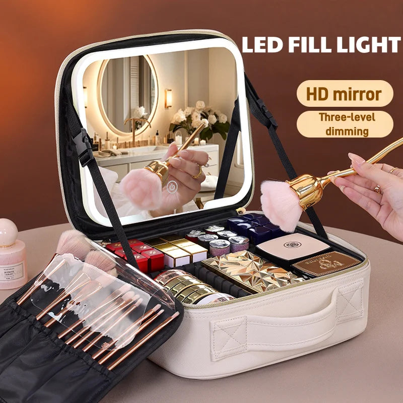 Premium LED Makeup Case with Mirror – Portable Lighted Cosmetic Travel Organizer