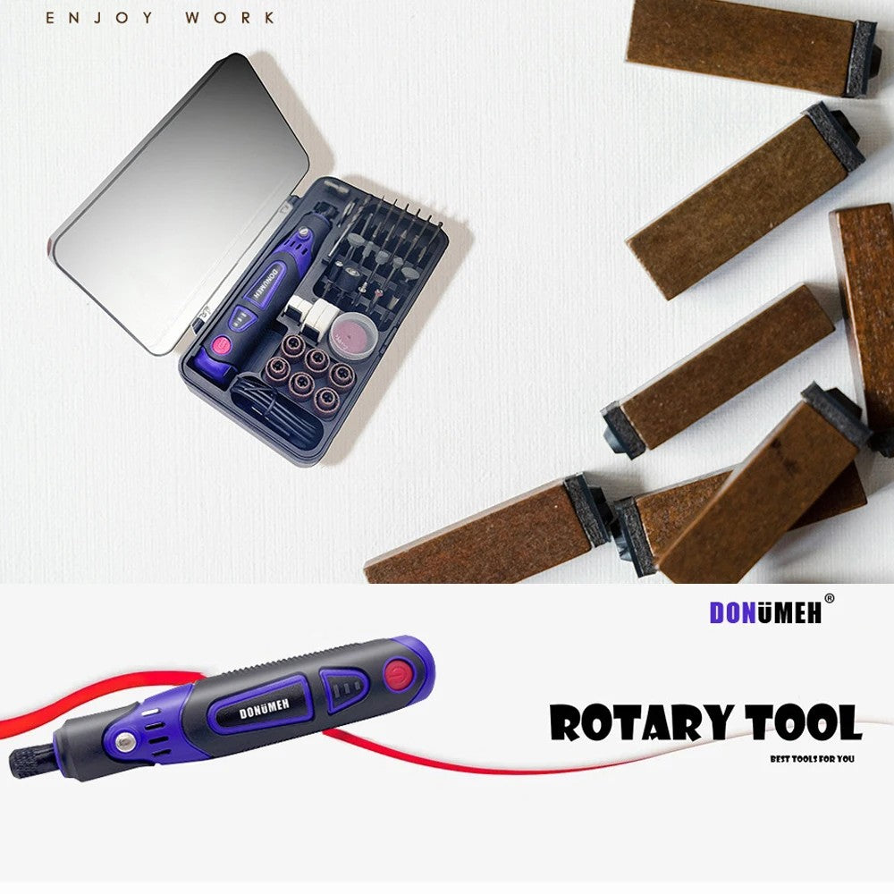 Mini USB Electric Drill - 3-Speed Rotary Tool with Engraving Pen & Accessories