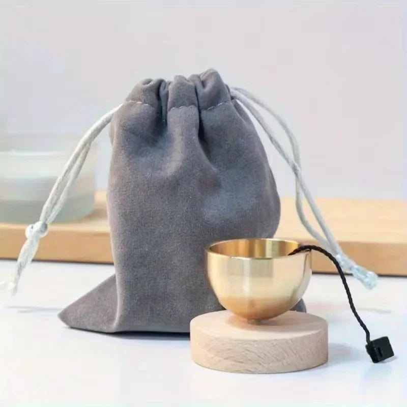 Compact mini singing bowl set for yoga or meditation with bag