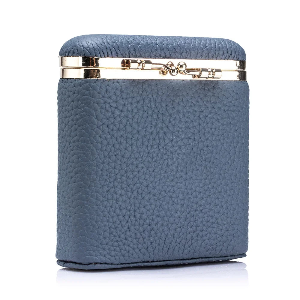 Mini Leather Makeup Case with Built‑In Mirror – Portable Lipstick & Cosmetic Storage