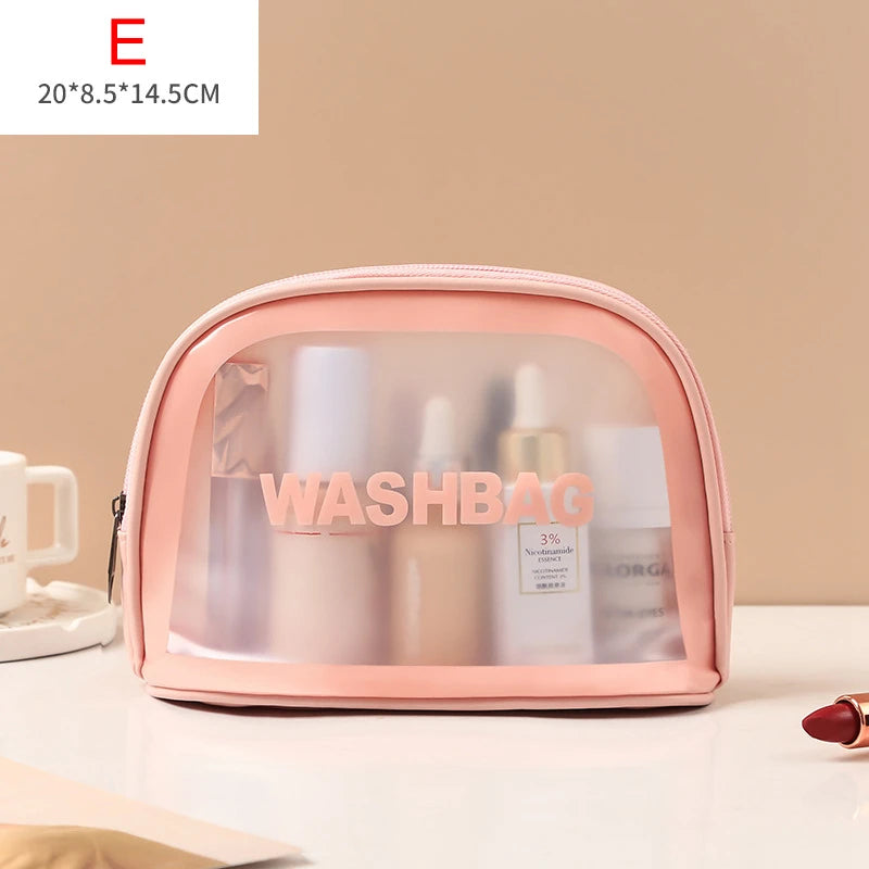 Portable Travel Wash Bag – Transparent Waterproof Makeup & Toiletry Organizer