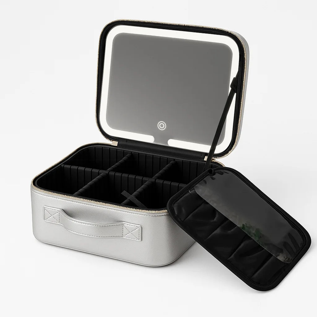 Premium LED Makeup Case with Mirror – Portable Lighted Cosmetic Travel Organizer
