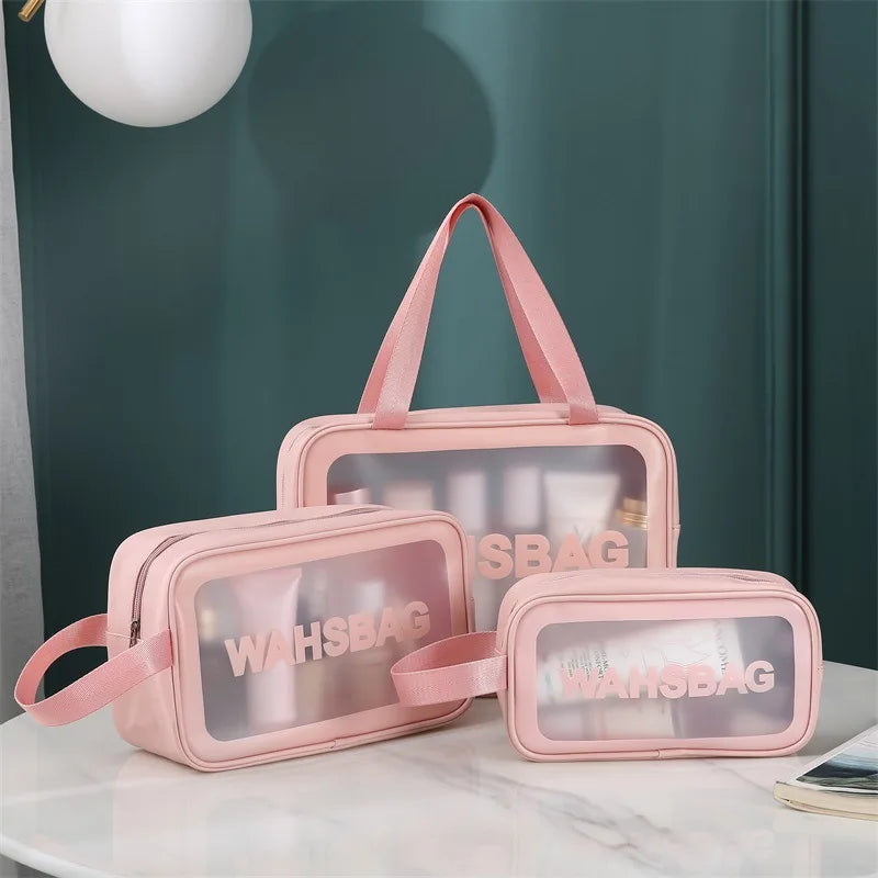 Portable Travel Wash Bag – Transparent Waterproof Makeup & Toiletry Organizer