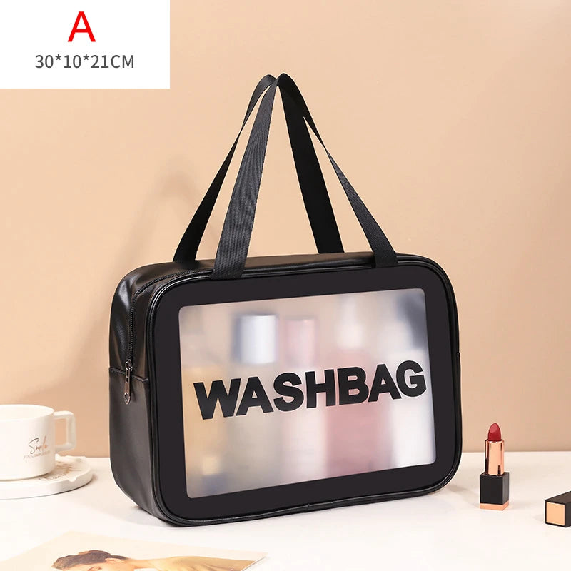 Portable Travel Wash Bag – Transparent Waterproof Makeup & Toiletry Organizer