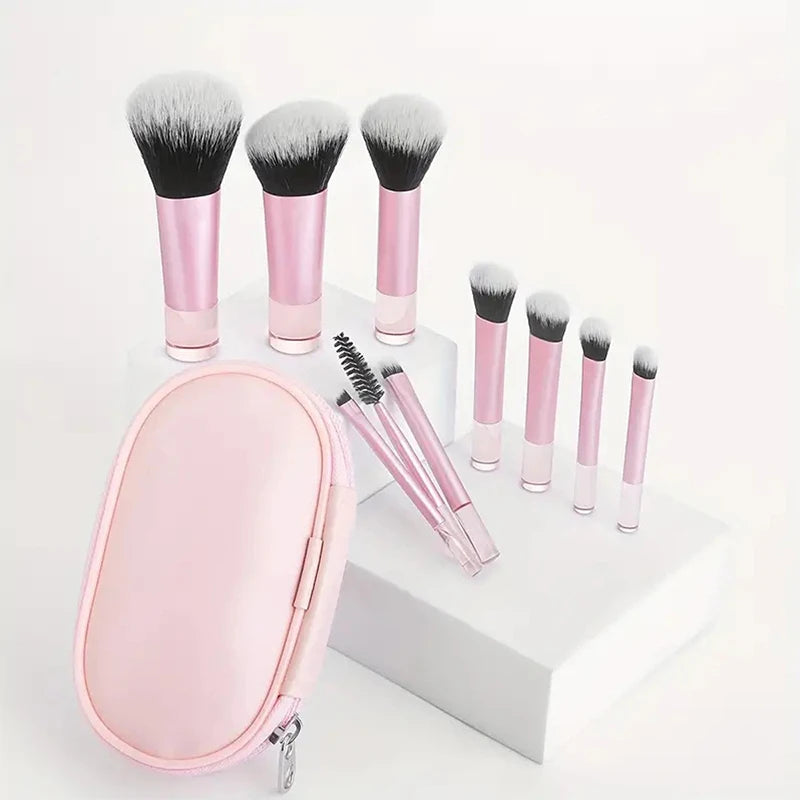 10‑Color Mini Makeup Brush Set – Travel‑Ready Palm Brushes for Daily Beauty