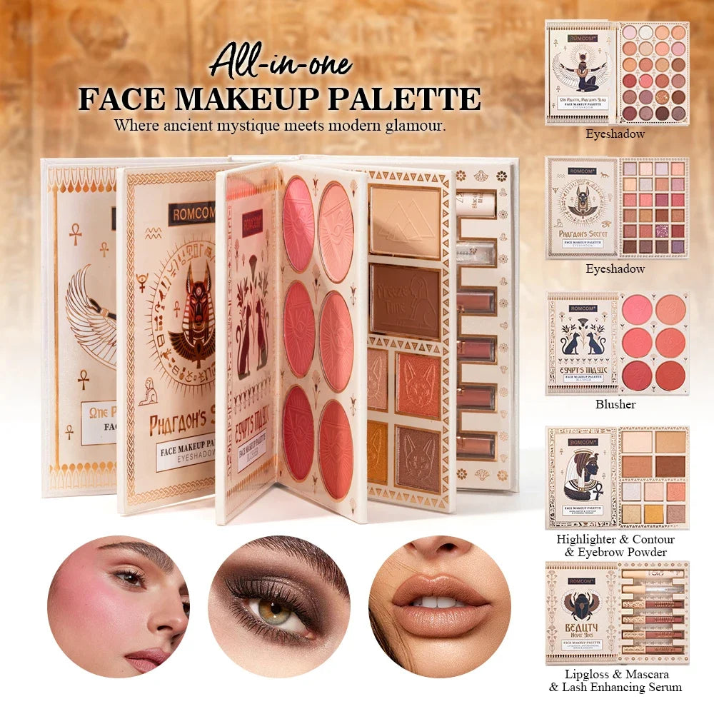 Premium Egyptian Style Full Face Makeup Kit – Eyeshadow, Blush, Highlighter & All‑in‑One Palette