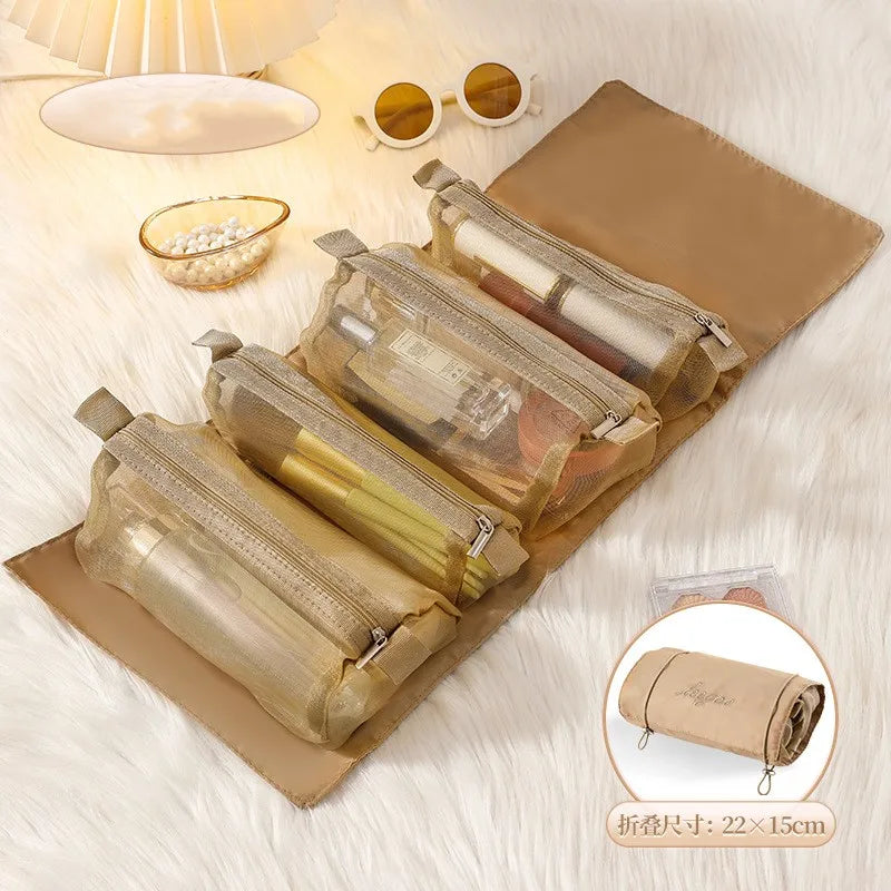 4‑in‑1 Detachable Cosmetic Bag – Portable Folding Makeup & Toiletry Organizer