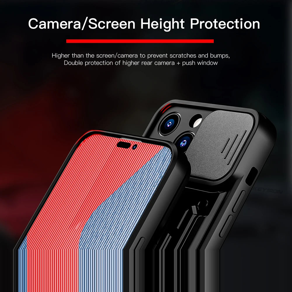 Shockproof iPhone Case with Card Slot & Kickstand – Camera Protection Ring Cover