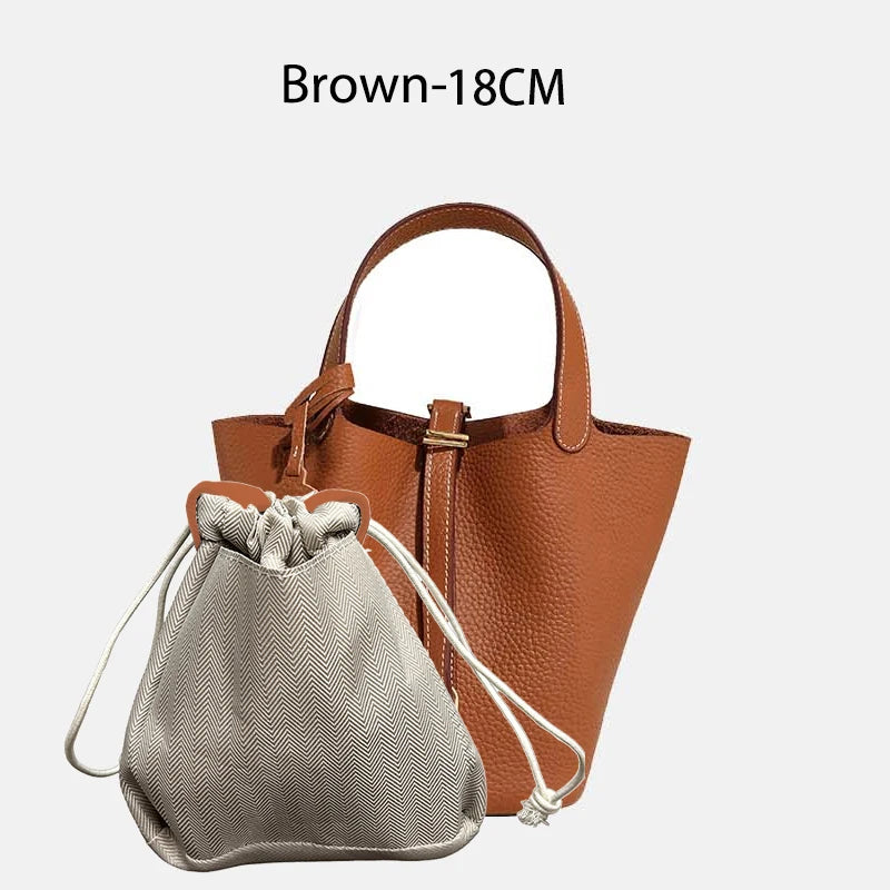 MENDY Genuine Leather Bucket Bag for Women