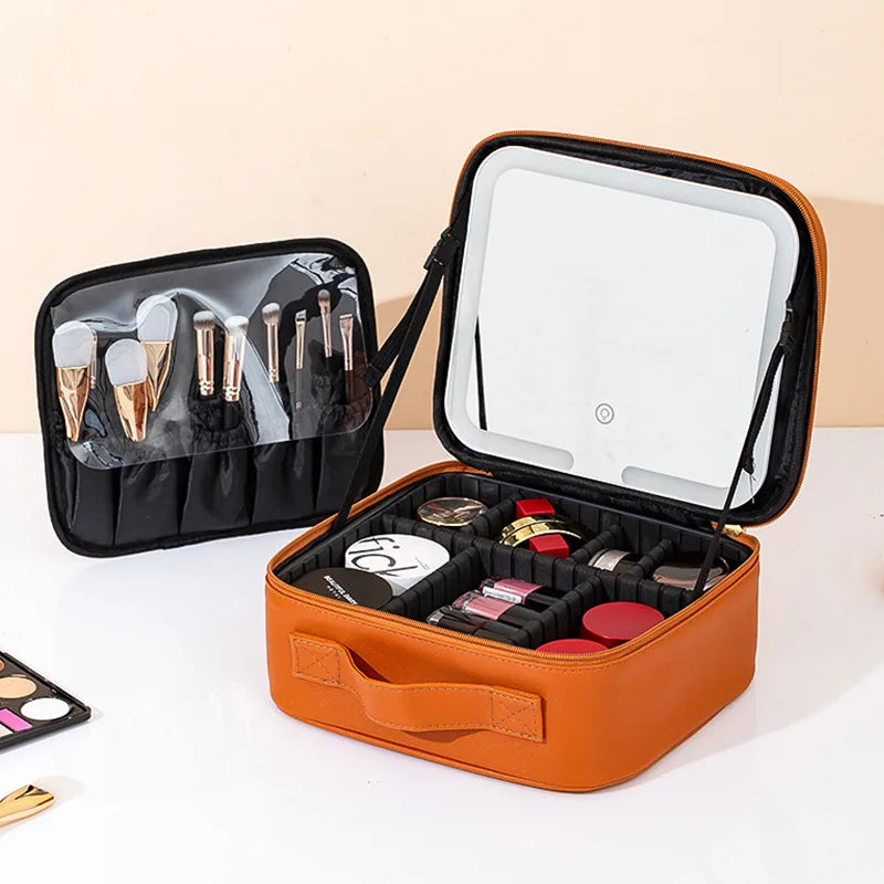 Premium LED Makeup Case with Mirror – Portable Lighted Cosmetic Travel Organizer