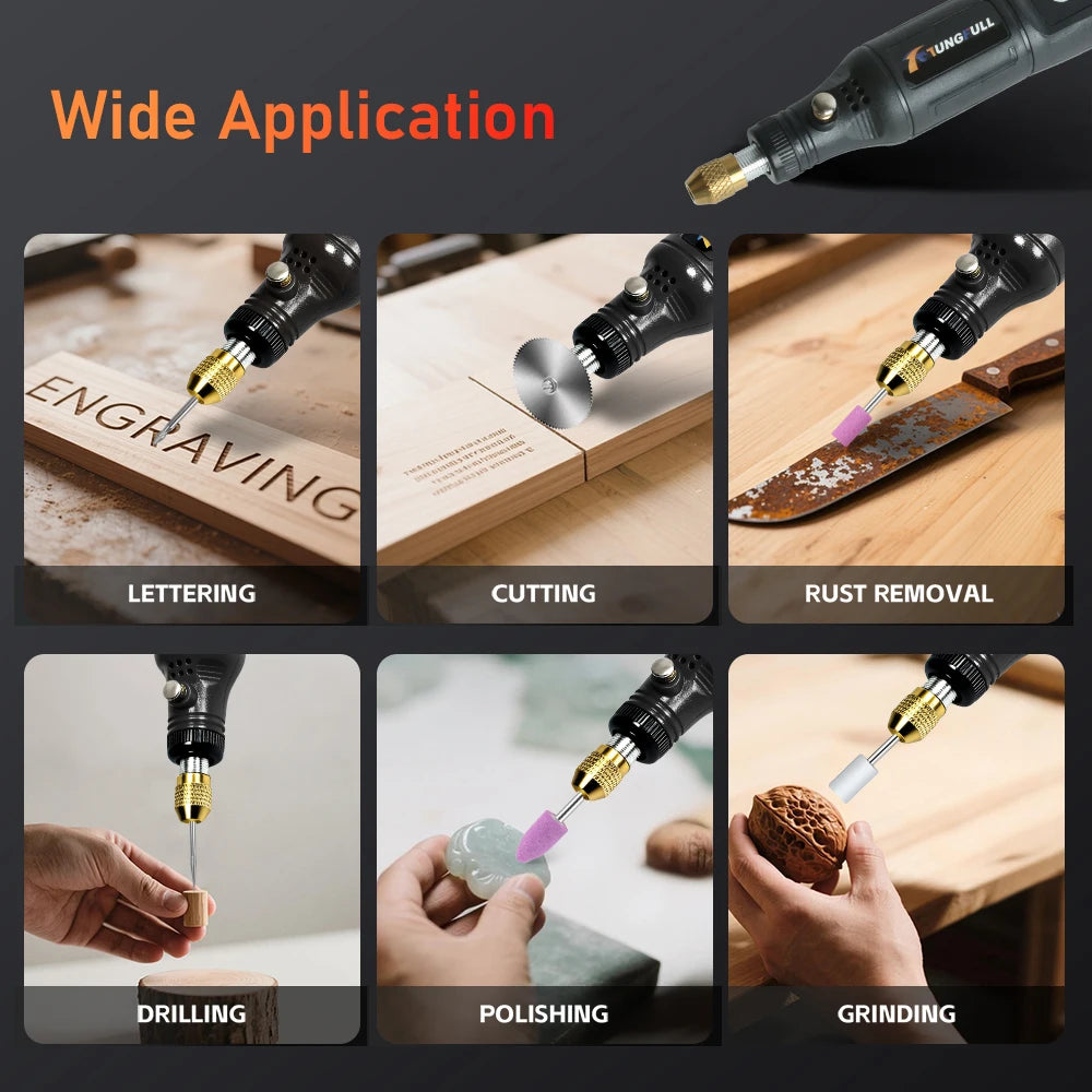 Mini Electric Drill – USB Wireless Handheld Rotary Tool for Wood, Jewellery, Metal, Glass & Nails