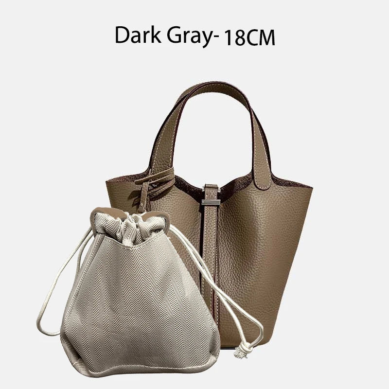 MENDY Genuine Leather Bucket Bag for Women