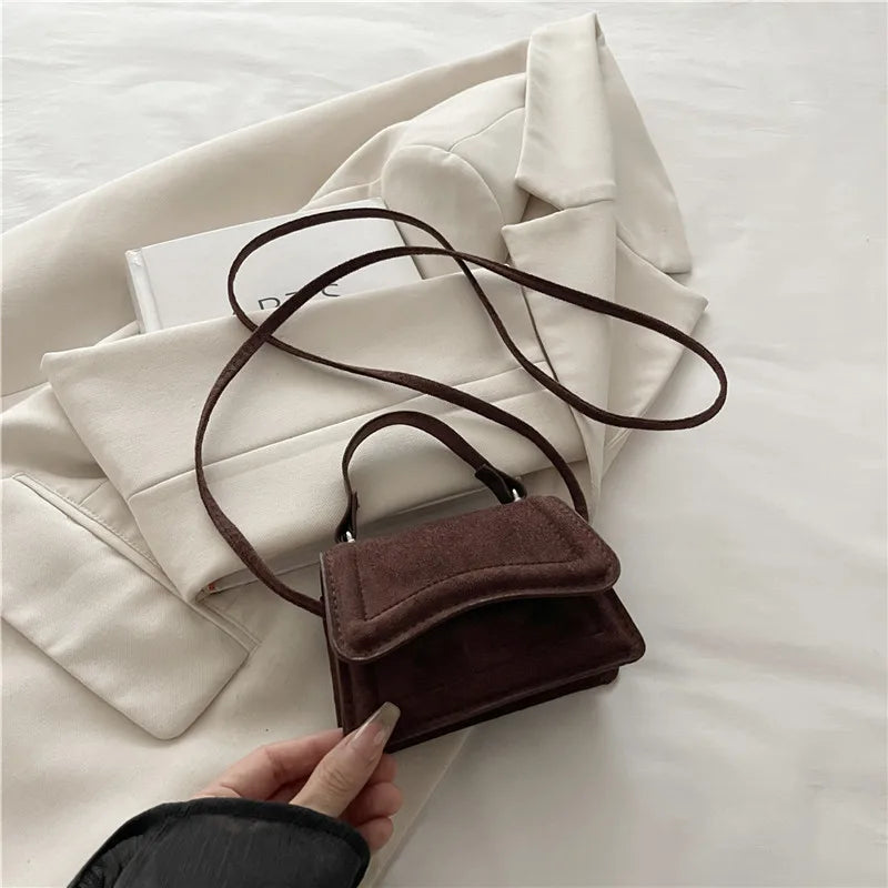Mini Suede Crossbody Bag for Women – Soft Autumn/Winter Shoulder Handbag (Lightweight, High‑Quality Small Purse)