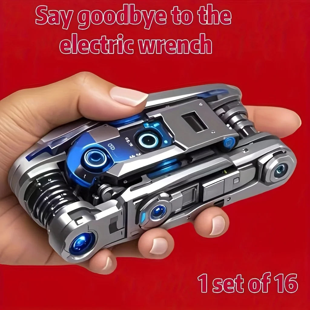 Mini 16-in-1 Socket Wrench Set – Non-Slip Rotating Head Multi-Tool