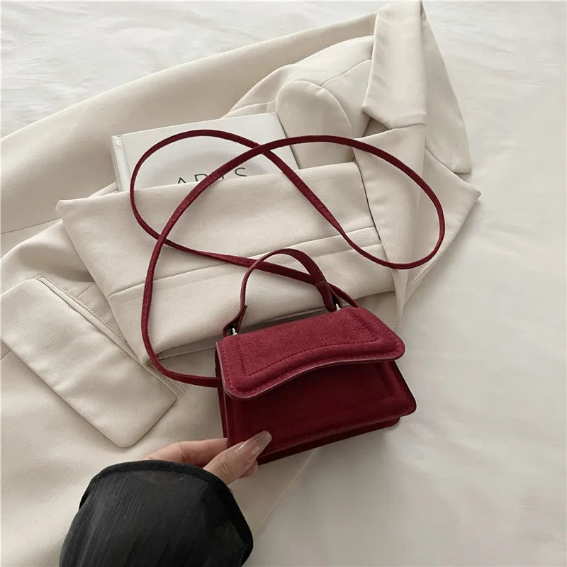 Mini Suede Crossbody Bag for Women – Soft Autumn/Winter Shoulder Handbag (Lightweight, High‑Quality Small Purse)