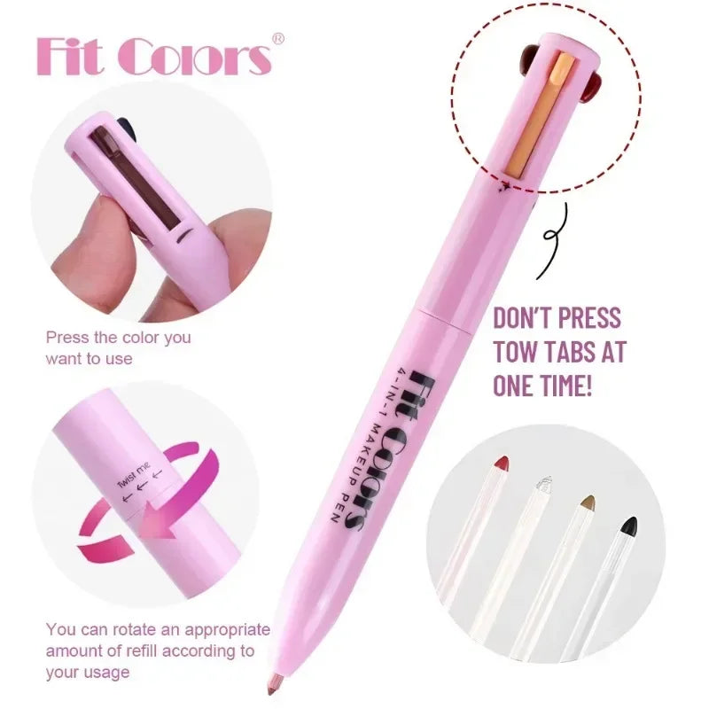 4‑in‑1 Multi‑Function Makeup Pen – Eyebrow Pencil, Eyeliner, Lip Liner, Highlighter