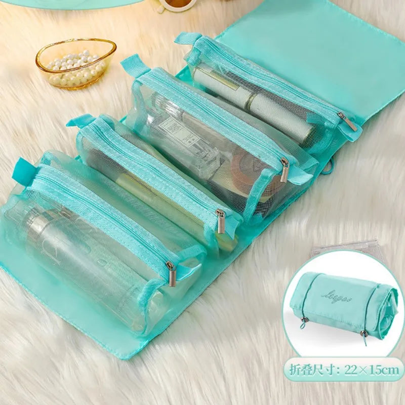 4‑in‑1 Detachable Cosmetic Bag – Portable Folding Makeup & Toiletry Organizer