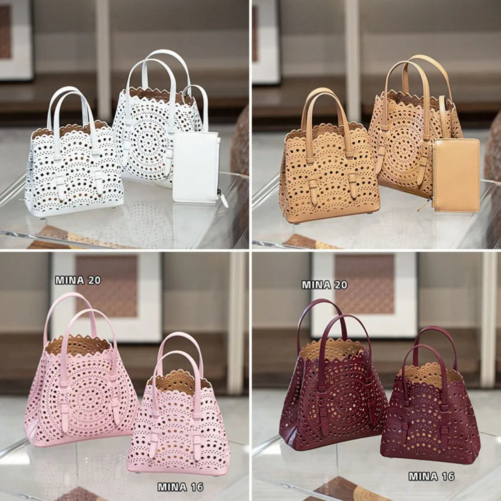 Artisan Hollow‑Cut Leather Bag – Modern Minimalist Everyday Carry 3 Sizes 10 Colours