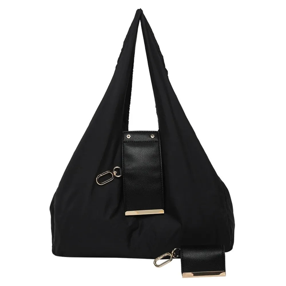 Reusable Mini Keychain Tote Bag in Black – foldable eco-friendly shopping bag with lux leather-look finish