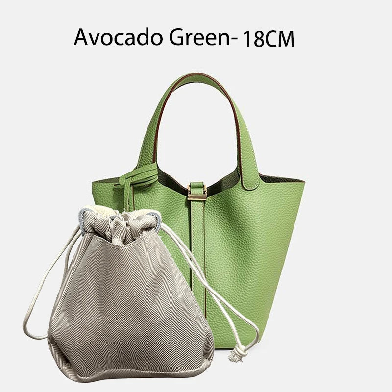 MENDY Genuine Leather Bucket Bag for Women