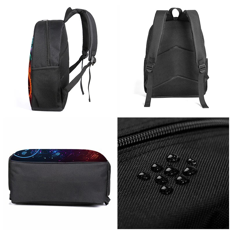 3D Cartoon Gamepad School Backpack Set | 3-Piece Kids Bag with Messenger Bag and Pencil Case
