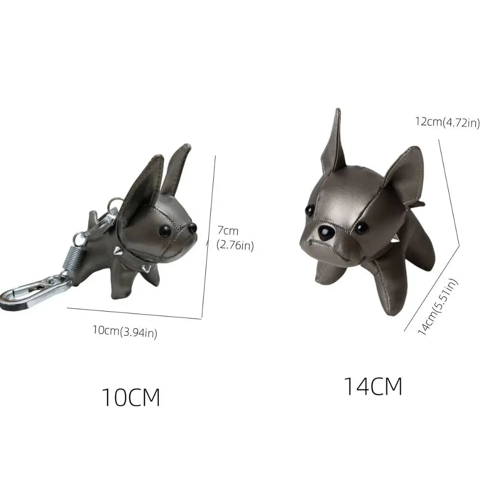 Kawaii French Bulldog Leather Keychain – Cute Chubby Dog Bag Charm (10cm & 14cm)