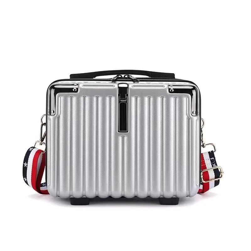 Mini Silver Travel Backpack - 14 Inch Laptop Bag with Shoulder Strap