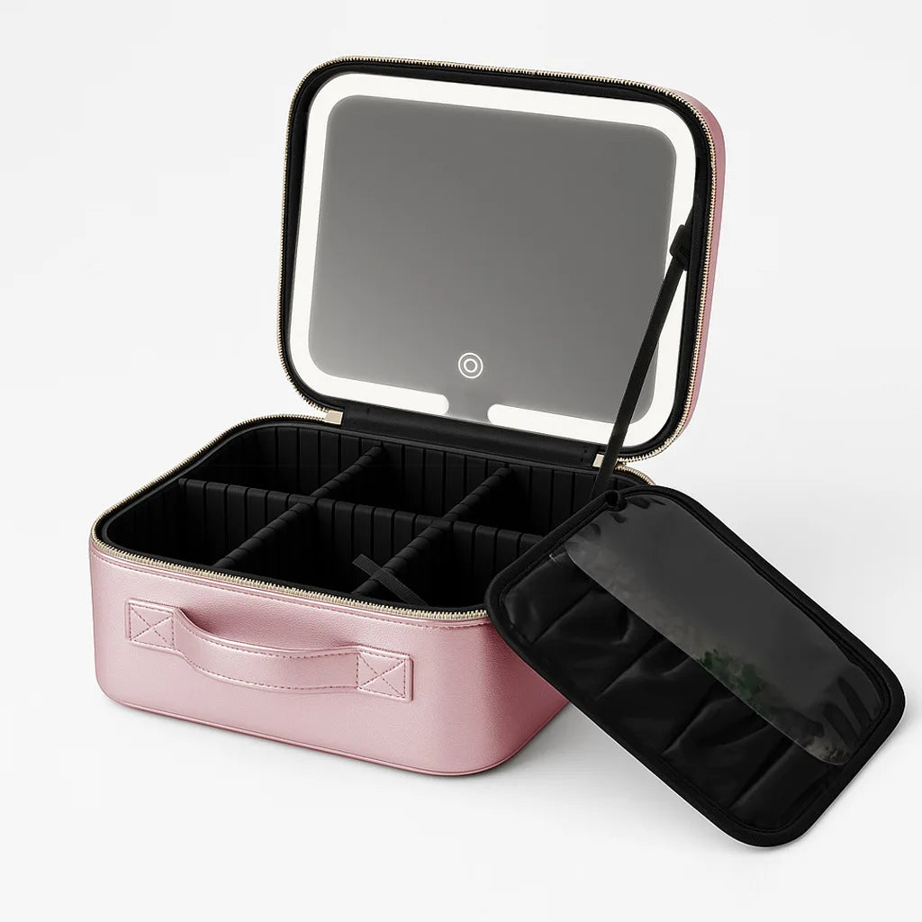 Premium LED Makeup Case with Mirror – Portable Lighted Cosmetic Travel Organizer