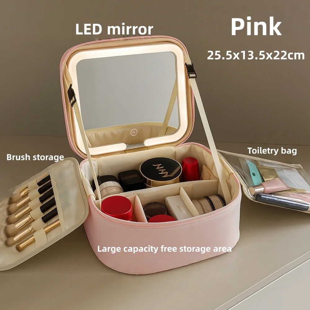 Premium LED Makeup Case with Mirror – Portable Lighted Cosmetic Travel Organizer
