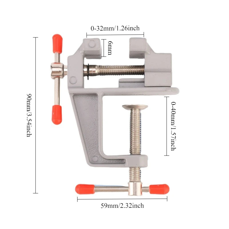 Mini Bench Vise - 3.5" Aluminum Clamp for Jewelry & Hobby Work