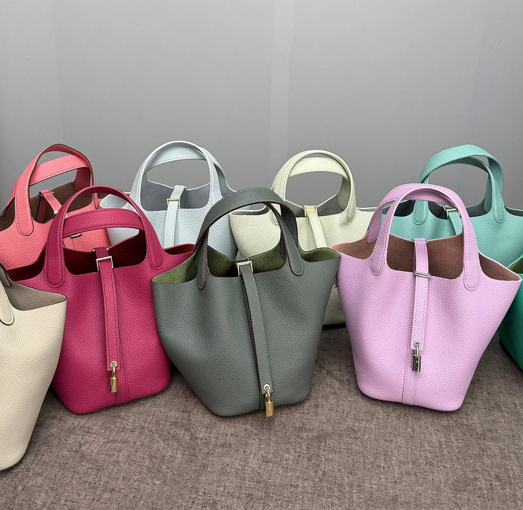 MENDY Genuine Leather Bucket Bag for Women