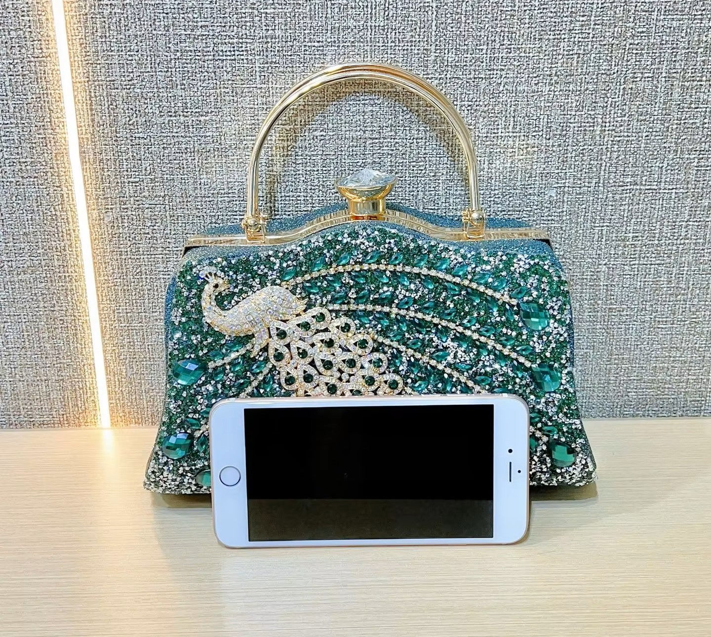 Peacock Rhinestone Evening Bag – Luxury Glam Shoulder & Crossbody Purse for Parties, Banquets & Special Events