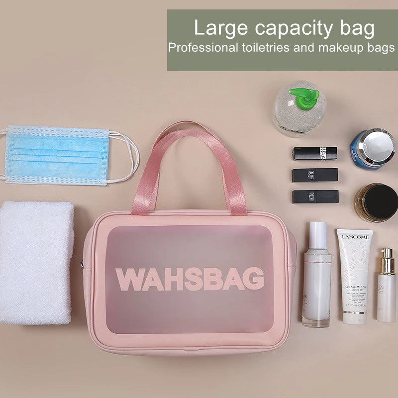 Portable Travel Wash Bag – Transparent Waterproof Makeup & Toiletry Organizer