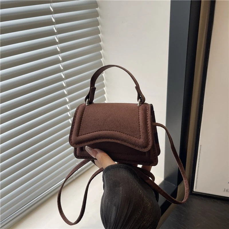 Mini Suede Crossbody Bag for Women – Soft Autumn/Winter Shoulder Handbag (Lightweight, High‑Quality Small Purse)
