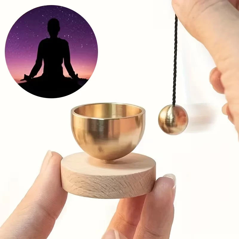 Mini brass singing bowl set for meditation and mindfulness