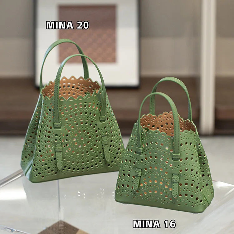 Artisan Hollow‑Cut Leather Bag – Modern Minimalist Everyday Carry 3 Sizes 10 Colours