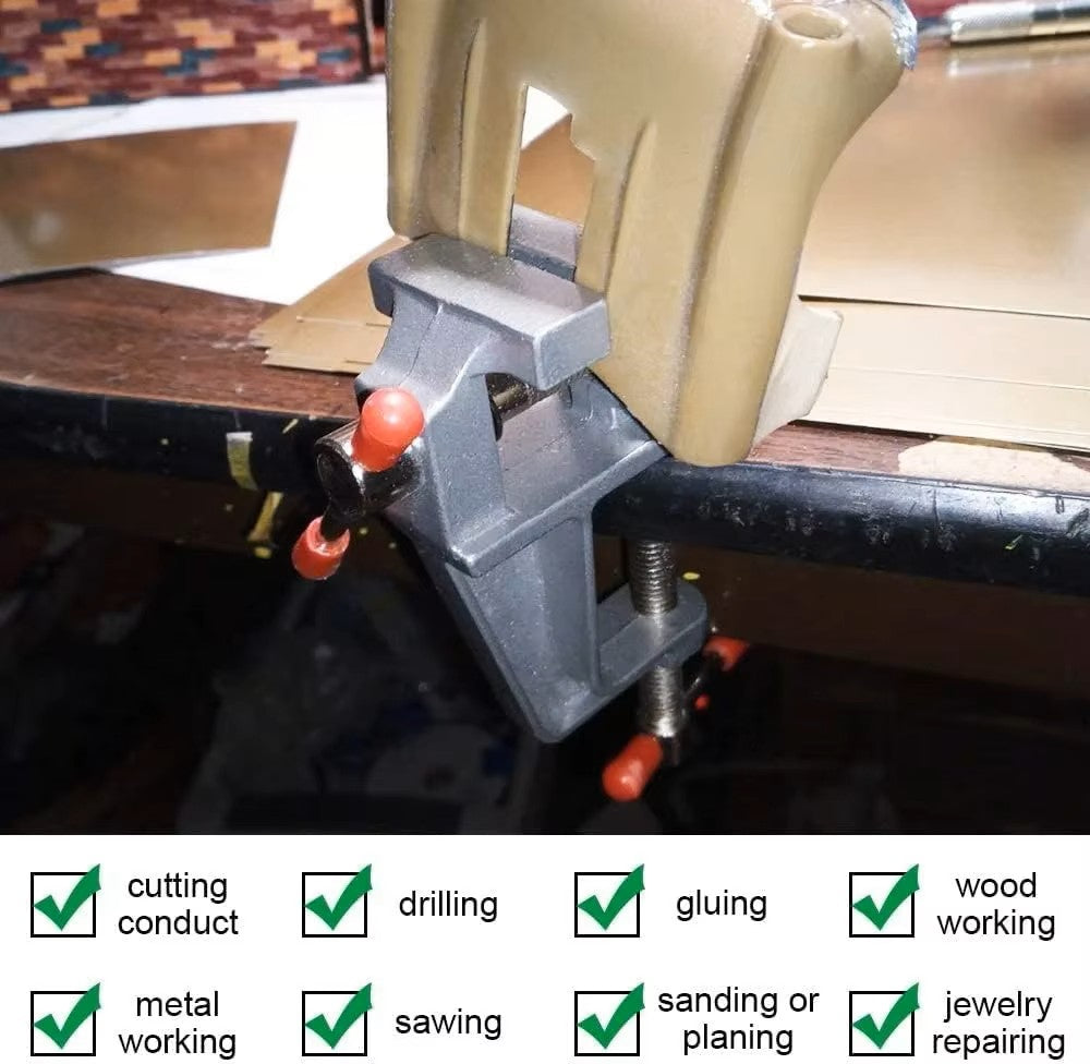 Mini Bench Vise - 3.5" Aluminum Clamp for Jewelry & Hobby Work