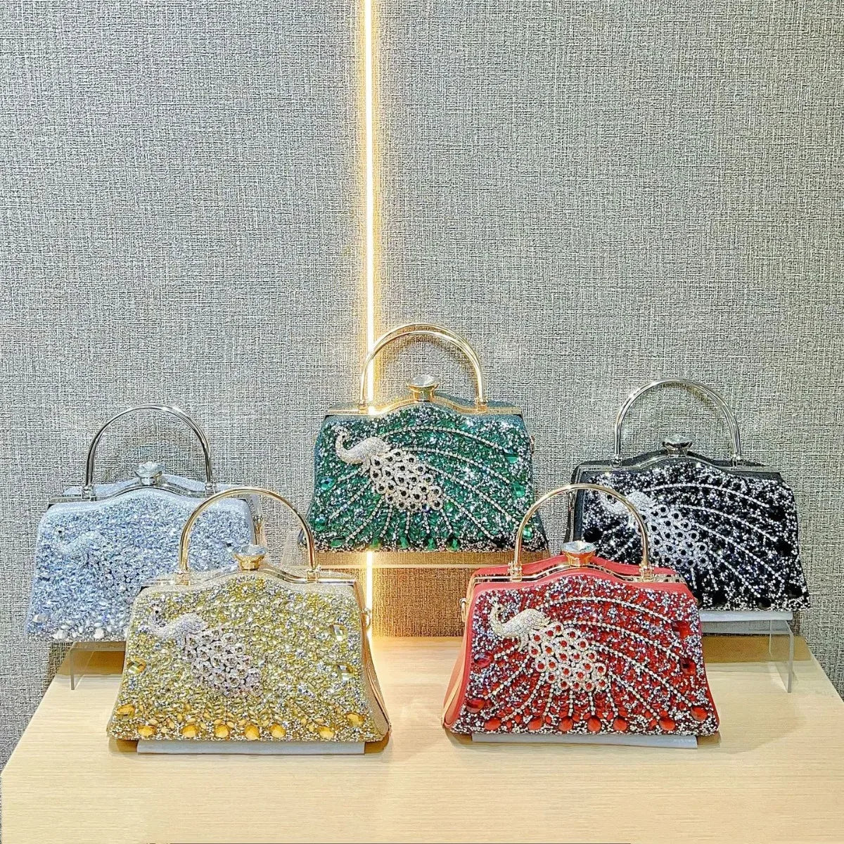 Peacock Rhinestone Evening Bag – Luxury Glam Shoulder & Crossbody Purse for Parties, Banquets & Special Events