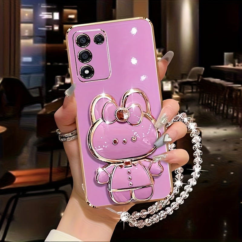 Rabbit Phone Holder with Makeup Mirror - Cute Desktop Stand for iPhone & Android
