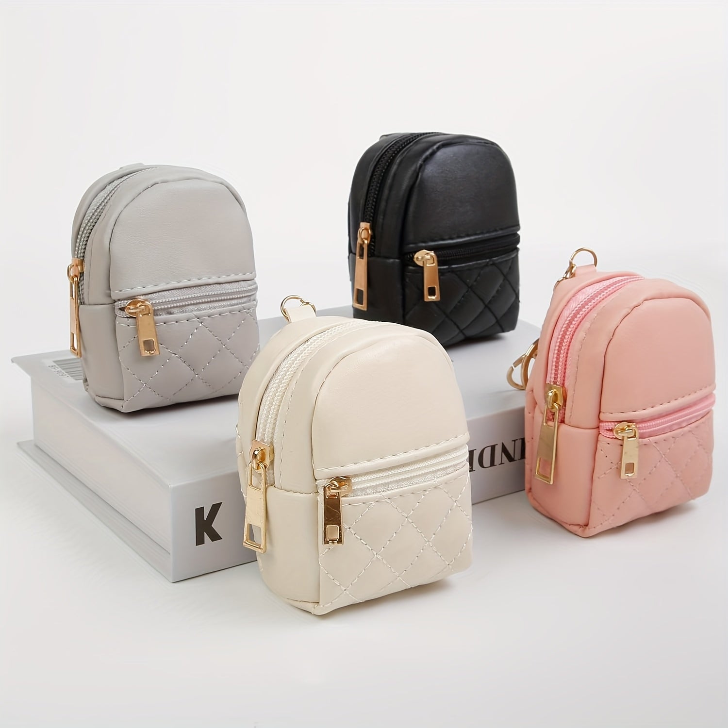 Mini Backpack Keychain Pouch Set - 4 Pack Multi-Compartment Travel Organizers