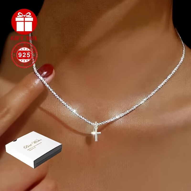 Mini Cross 925 Silver Necklace – with Gift Box