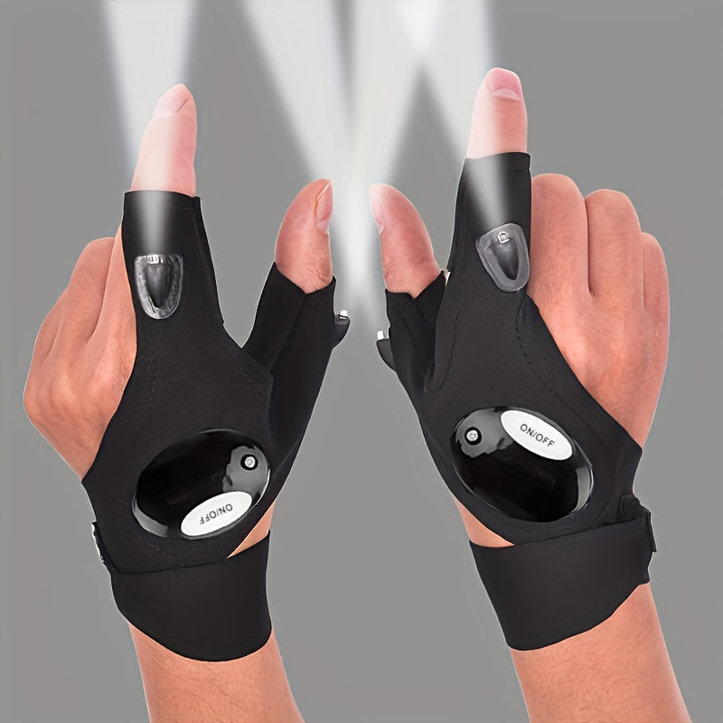 LED Flashlight Gloves - Hands-Free Light for Camping & Repairs