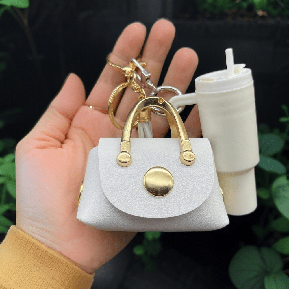 Mini Headphone Case Keychain – Cute Water Cup Charm for Keys & Bags